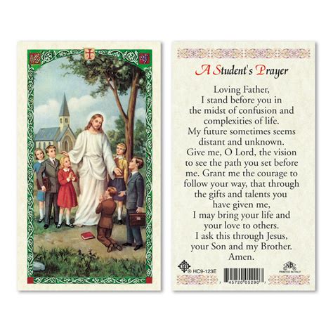 students prayer laminated prayer cards pack   catholic