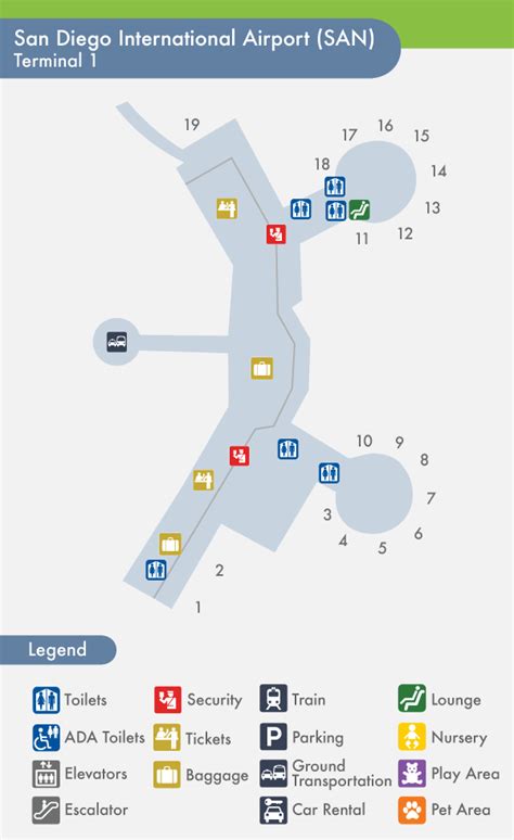 San Diego Airport Map Terminal 1