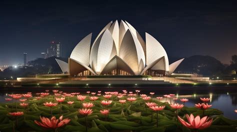 Premium AI Image | Night view of Lotus Temple