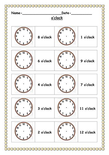 O'clock worksheets by ruthbentham - Teaching Resources - Tes