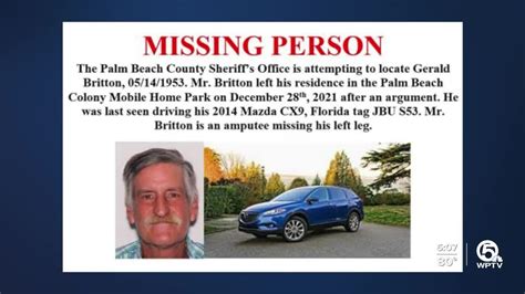 Gerald Britton Missing Man Found Safe Pbso Says