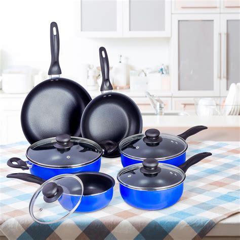 10 Pcs Nonstick Ceramic Cookware Set Kitchen Pots Sauce Fry Pan With