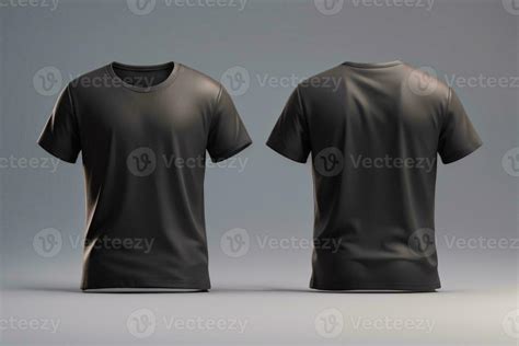 Blank T Shirt color black template front and back view on white ...