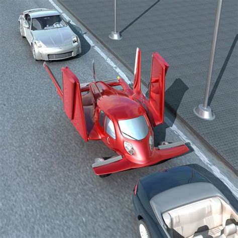 Flying Car Red Car Futuristic Vehicle Future Vehicle Flying Vehicle