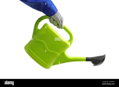 Hand Holding Watering Can Isolated On White Stock Photo Alamy