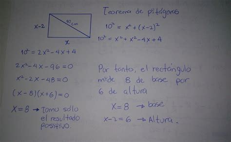 Calcular Los Lados De Un Rect Ngulo Cuya Diagonal Mide Cm Y En El Que