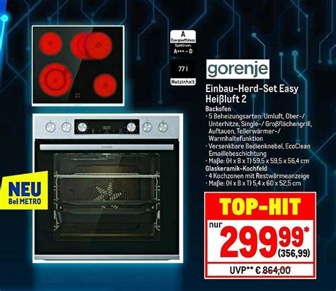 Gorenje Einbau herd set Easy Heißluft 2 Angebot bei METRO 1Prospekte de