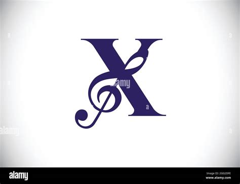 Initial X Monogram Alphabet With A Musical Note Symphony Or Melody