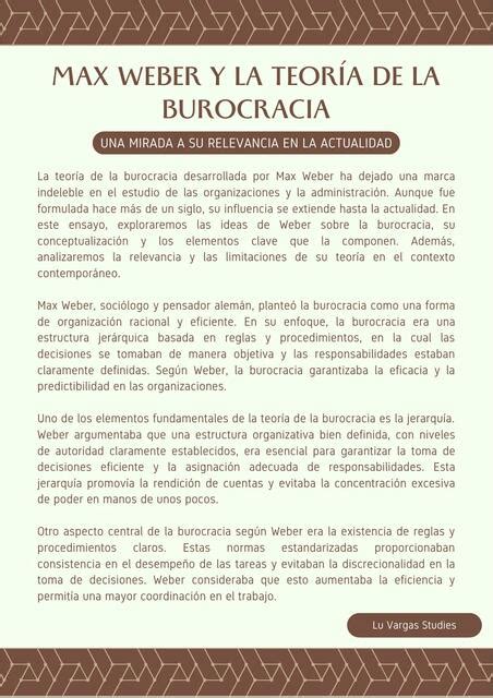 Max Weber y la Teoría de la Burocracia Lucía Vargas uDocz