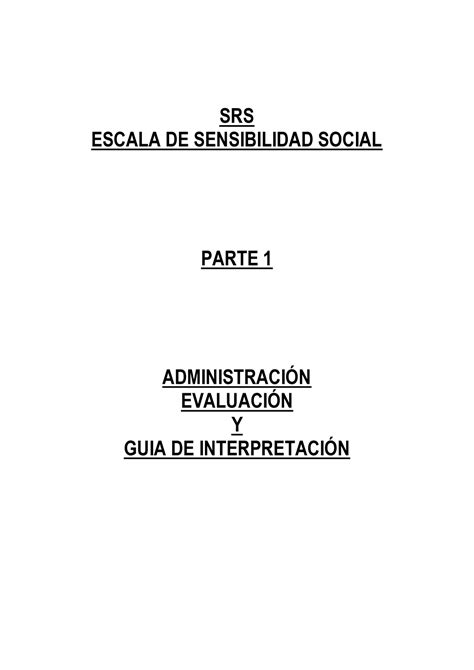 Escala Srs Srs Escala De Sensibilidad Social Parte Administracin