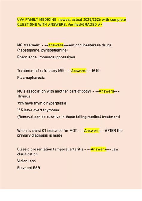 Uva Family Medicine Questions