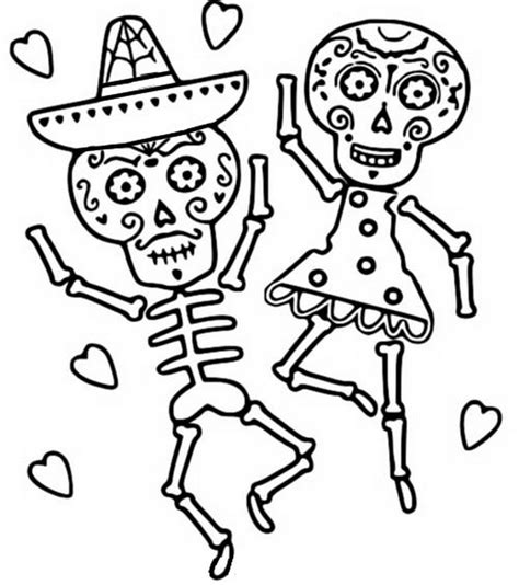 Dia De Los Muertos Esqueleto Para Colorear