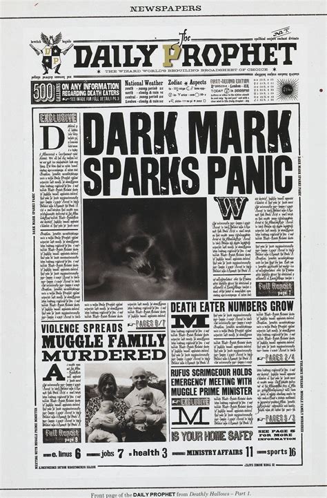 Daily Prophet National Weather Dark Mark Severus Snape Newspapers