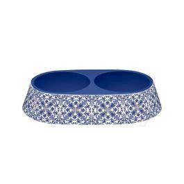 Tarhong Canyon Clay Pet Bowl Double Indigo 15 1 X 15 1 X 3