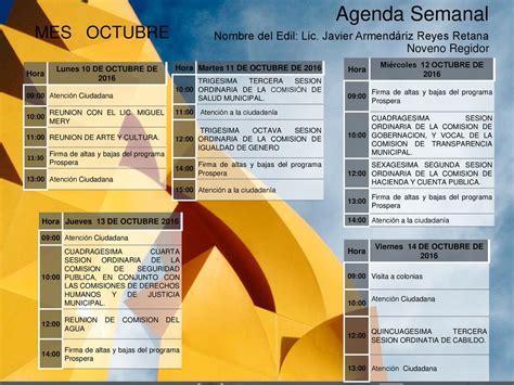 Agenda Semanal Mes Octubre Ppt Descargar