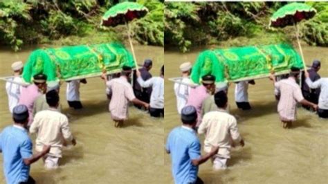 Lagi Lagi Lampung Viral Warga Lampung Terjang Sungai Demi Makamkan