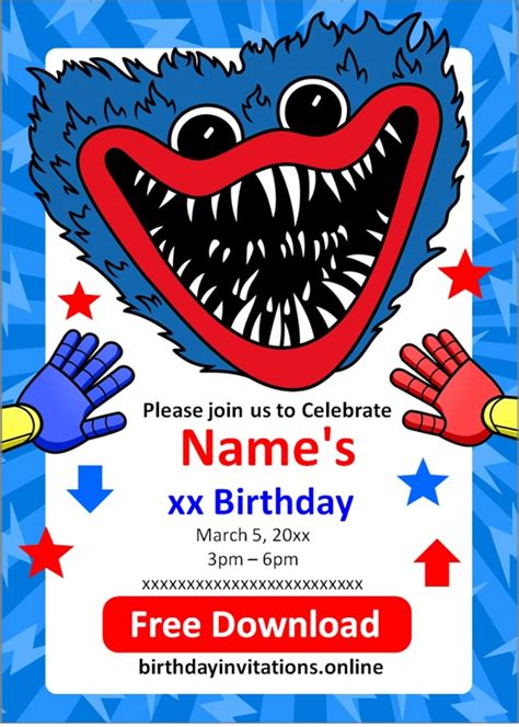 Huggy Wuggy Birthday Invitations Birthday Invitations