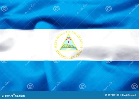 Ejemplo Realista De La Bandera De Nicaragua Stock De Ilustración Ilustración De Primer