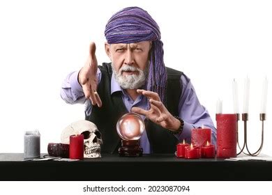 Male Fortune Teller Crystal Ball Table Stock Photo 2023087094 ...