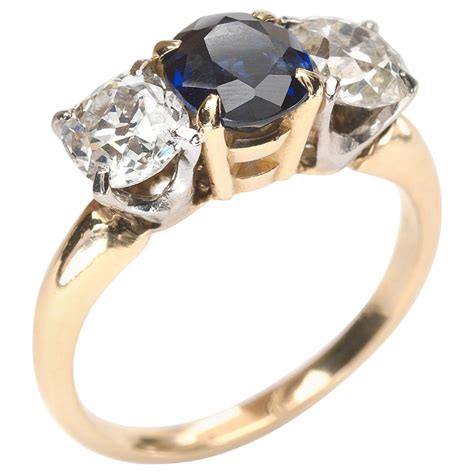 Antique Russian Three Stone Sapphire Diamond Men S Ring At Stdibs