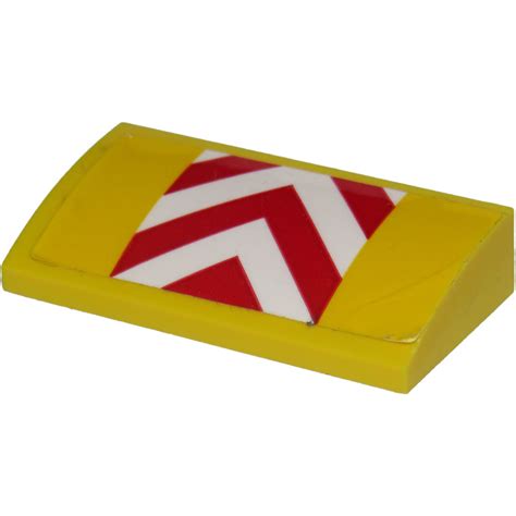 LEGO Slope 2 X 4 Curved With Red And White Chevrons Sticker With Bottom