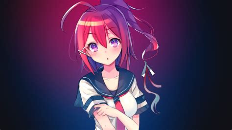 Wallpaper Illustration Redhead Long Hair Anime Girls Ponytail