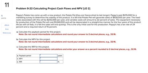 Solved Problem Calculating Project Cash Flows And Npv Chegg