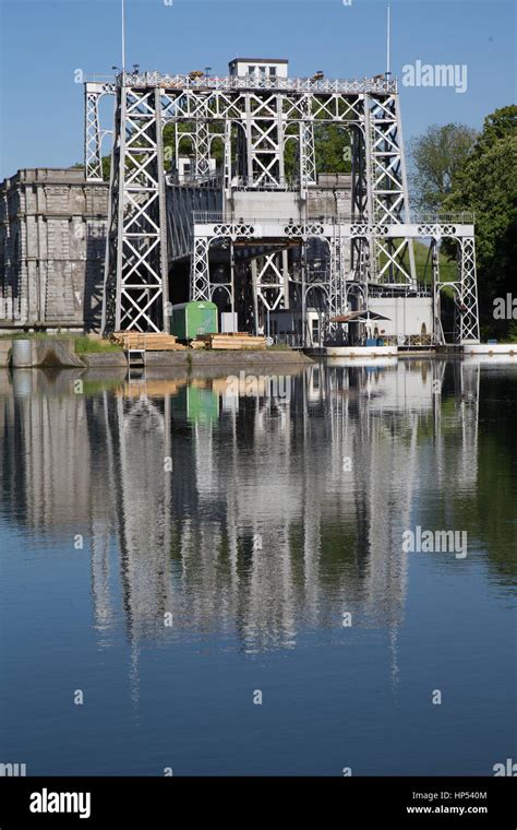 Old hydraulic boat lifts and historic Canal du Centre, Belgium, Unesco Heritage - The hydraulic ...