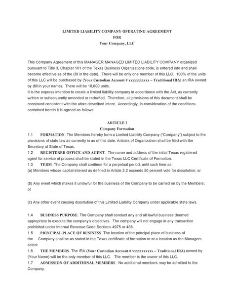 30 Professional Llc Operating Agreement Templates Templatelab