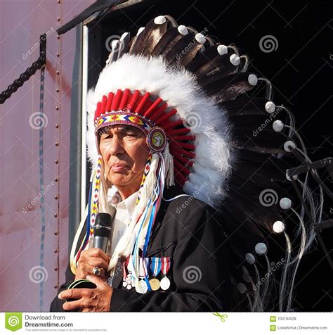 Aboriginal Chief With Headdress Editorial Stock Photo Image Of