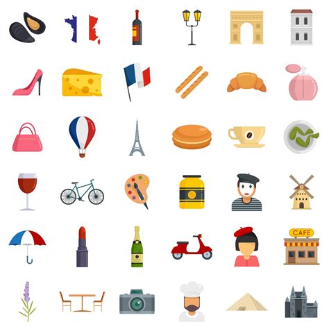 Premium Vector France Icons Set Flat Set Of France Vector Icons