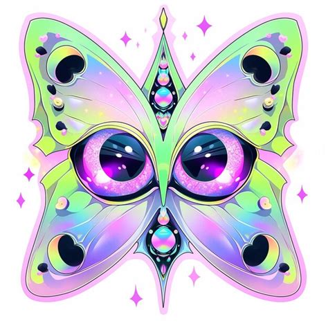 Premium Photo Brightly Colored Butterfly With Big Eyes And Stars On A