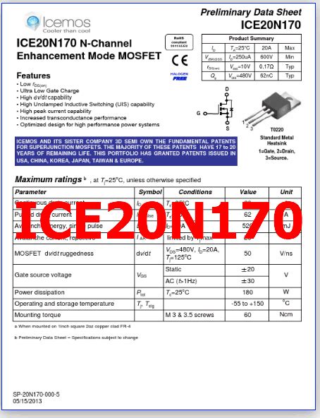 Ice N Pdf Datasheet V A N Ch Mosfet