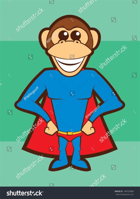 Cartoon Chimpanzee Super Herosuper Monkey Mascot Vector De Stock