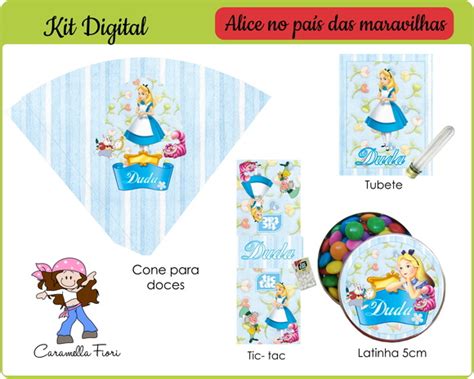 Kit Festa Digital Alice Elo7 Produtos Especiais