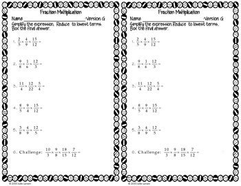 Fraction Multiplication & Simplification : RTI Intervention No Prep Fluency