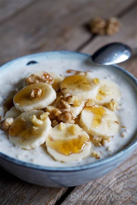 Overnight Yoghurt Oats With Banana And Maple Syrup Blueberry Vegan