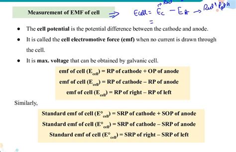 Measurement Of EMF Of Cell E Eell EC E Red EA Red Potn The Ce