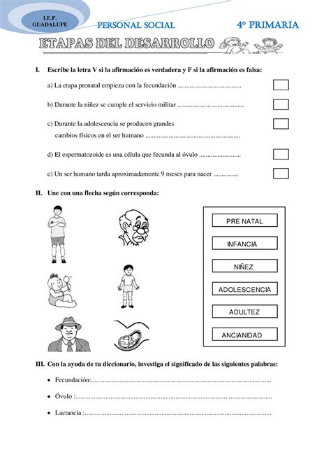 4to Etapas De Nuestro Desarrollo Personal Social 4 ∞ Primaria Ie Guadalupe I Escribe La