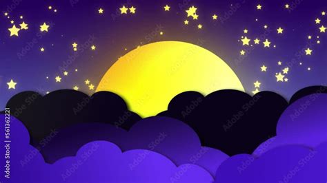 Yellow Sun Rising Above From The Cloud And Blinking Yellow Star Moving