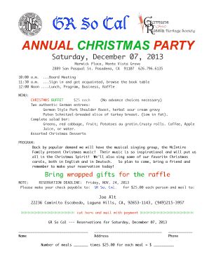 Fillable Online Grhs Annual Christmas Party Germans From Russia Fax