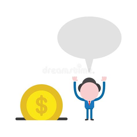 Vector Businessman Character With Speech Bubble And Dollar Money Stock