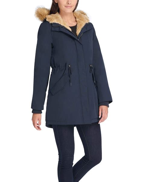 Levi S Faux Fur Lined Hooded Parka Jacket Standard And Plus Size In