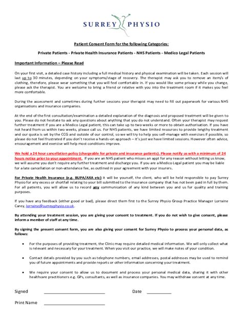 Fillable Online Patient Consent Form And Information Fax Email Print