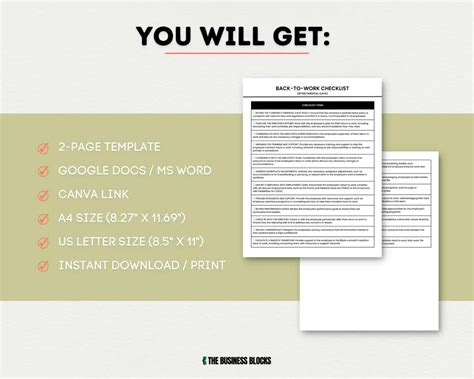 Back-To-Work Checklist Template