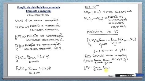 Aula 42 Variáveis aleatórias Função de distribuição conjunta e marginal