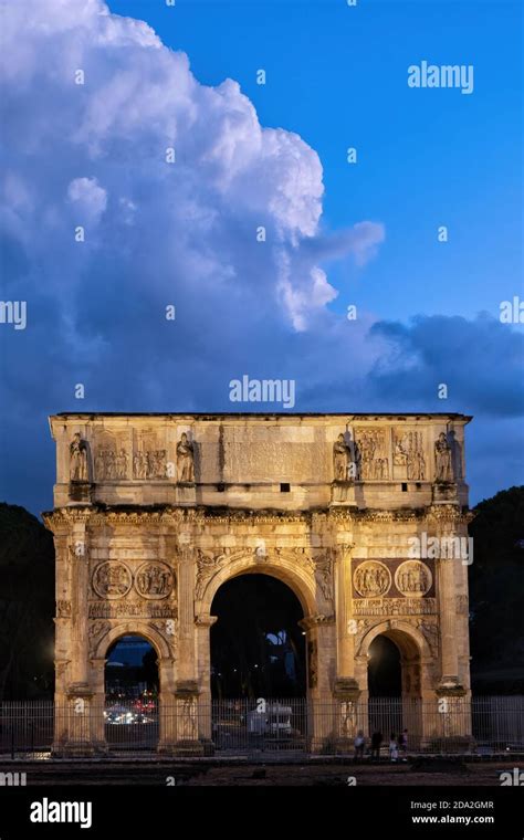 Arch Of Constantine Arco Di Costantino At Dusk In Rome Italy