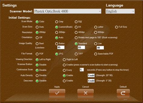 Configuring Settings dialog