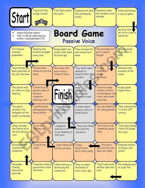 Active And Passive Form Board Game