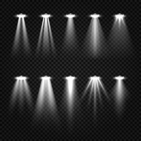 White beam lights spotlights scene Royalty Free Vector Image